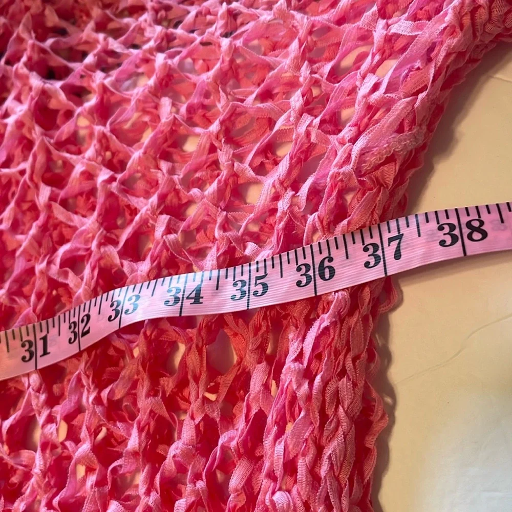 ITOO Brand Pink Asymmetrical Open Stitch 3/4 Sleeve Top - Picture 8 of 9